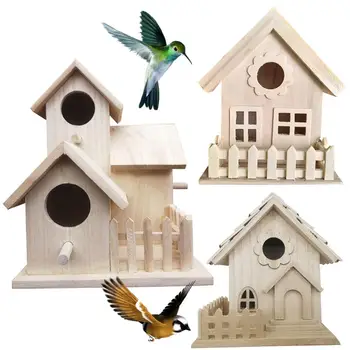 Домашен Птичи Къща Дървена Bird ' S Nest Окачен Птичи Къща Топла Кутия За Отглеждане На Птици С Естествена Дървена Птичья Клетка Къщичка Дървена Кутия За Място За Почивка