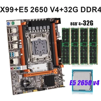 Дънна платка KEYIYOU X99 LGA 2011-3 в комплект с Xeon E5 2650 V4 и оперативна памет 4 *8 GB = 32 GB DDR4 2133 Mhz ECC REG RAM