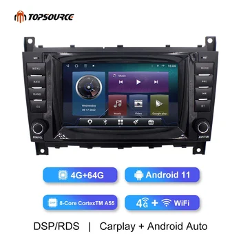 За да Benz W203 8-Ядрен 2 Din Android 11 4G + 64G 6G + 128G Carplay DVD GPS Карта Актуализиран DSR Звук 4G + WiFi Авто Радио Мултимедиен плеър