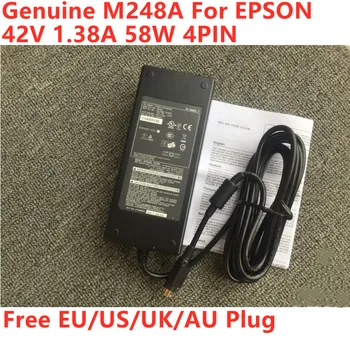 Истински 42V 1.38 A 58W 4PIN M248A захранващ Адаптер за променлив ток За EPSON TM-C3520 C3500 C3400 GP-C832 M832 Зарядно Устройство за лаптоп