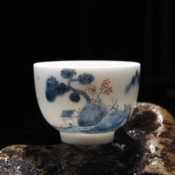 Китайската Керамична Глазура Красива Необичайна Чаша Teeware Teware Цзиндэчжэнь Козметична За Чайна Церемония Черно-Бял Puer Кунг-фу Oolong