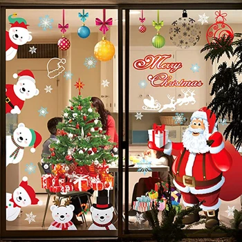 Коледни стикери от PVC, електростатичен етикети на прозорци, стикери за декорация на стъклени стени, Коледни подаръци, декорация на дома, за коледното парти