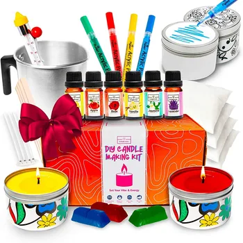 Комплект за изработка на цветни свещи - Лесно да се направи със собствените си ръце, за деца и възрастни, Красиви ароматни свещи; Стартов пакет 