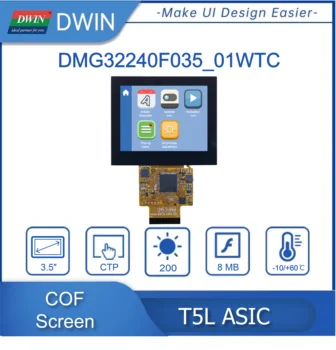 Конструкция DWIN СБР 3,5 инча, Резолюция 320 * 240 пиксела, 262 Хил. лв. цветове, IPS TFT LCD, Широк ъгъл на видимост DMG32240F035_01W