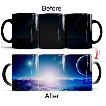 Космическа планета чаша Аниме игра на небето Чаша за чай с мляко 11 грама Керамични кафеена чаша, с променящ се цвят, магическа чаша, най-Добрият подарък за приятели