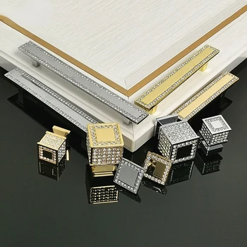 Кристални дръжки с дупка CC 64 mm/96 мм/128 мм, златни чекмеджета за кухненски шкаф, мебели за дома, аксесоари, скрин, гардероб, диамантена дръжка
