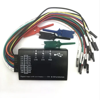 Логически анализатор на USB Logic 100 Mhz 16Ch, черно логически анализатор, пластмасов логически анализатор за ARM FPGA H2-002