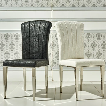 Луксозни трапезни столове от неръждаема стомана Модерен Прост Хотелски стол Мебели за Дома Хол Скандинавските Столове за трапезария-бял цвят