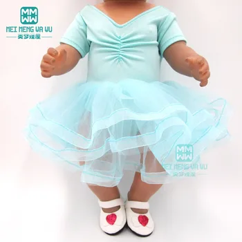 модни детски дрехи за кукли, подходящ за новородени кукли 43 см, аксесоари за кукли, балетное принцеса рокля, синя, розова, лилава