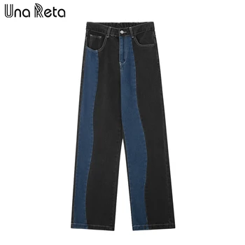 Мъжки дънки в стил мозайка в стил хип-хоп Una Reta, нова мъжки облекла, дънкови панталони с висока градинска на ластик в талията, панталони Harajuku, мъжки дънки