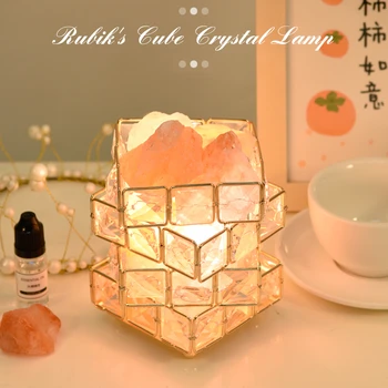 Настолна лампа с кристали USB, трицветна затемняющий магически Куб, Камък, Романтична атмосфера, Нощни лека нощ за спалня за домашно стая