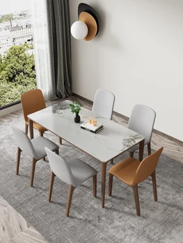 Обичай внос на каменна маса в италиански стил, модерен минималистичен компактен потребителска маса за ориз в скандинавски стил от купа съдове за готвене от масивна дървесина