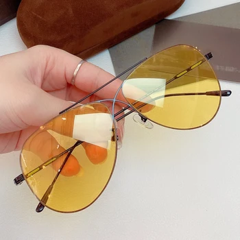 Овални златни слънчеви очила FT от чист титан оригиналното качество, мъжки, истински, от двете страни, оптични, слънчеви очила оригиналното качество, с опаковка