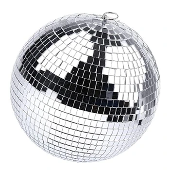 Огледално диско-окачен топка, огледален диско-топка с висящ пръстен за парти с световыми ефекти, декориране на дома, на клубна сцена (8 инча)