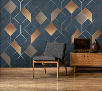 Потребителски тапети 3d модерен изчистен скандинавски стил абстрактна четириъгълна геометрична стенопис фонова стена за телевизор в хола