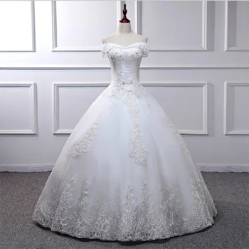 Прекрасна лъскава сватбена рокля Многослойно Дантела Без Презрамки Апликация Пайетка Във кристал Сватбена бална рокля