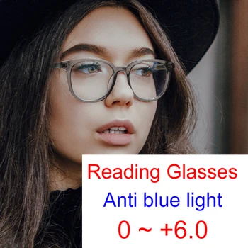 Прозрачни кафяви очила за четене женски реколта компютърни кръгли очила със синя светлина, луксозни оптични очила по рецепта