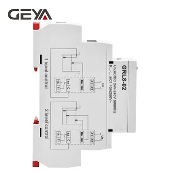Реле за контрол на нивото на течностите GEYA GRL8-02, реле за контрол на нивото 10A ACDC24V-240V, реле на водна помпа с широк диапазон на напрежение