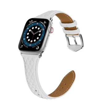 Решетеста кожена каишка за Apple Watch тънка кожена каишка за Apple Watch за жени Луксозен, кожена каишка за Apple Watch