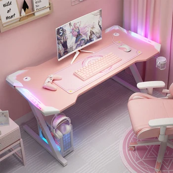 Розово маса с серпантином, настолен компютър часа, семеен котва, за игрална маса за сладък момиче, разход на солидна маса от висок клас