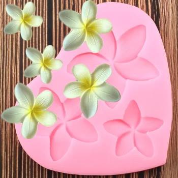 Силиконова форма с 3D цвете Плюмерии, topper за кифли, Инструменти За Украса на Сватбена торта, Форми за печене на Бисквити, Шоколад и бонбони