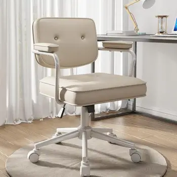Скандинавски просто леко Луксозно Компютърен стол За домашен кабинет Офис стол С Повдигане на облегалката, Въртящо се Работно фотьойл, Удобен за заседналия начин на живот