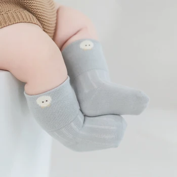 Сладки чорапи за новородено, есен-зима, топли чорапи със средна дължина, мек памук, обикновена чорапи за момичета и момчета, деца