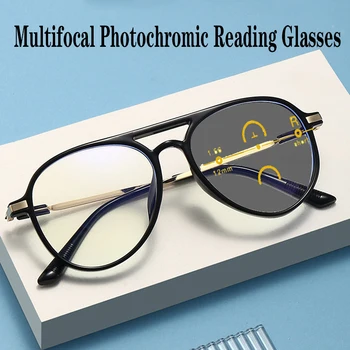 Спортни прогресивно фотохромичните очила за четене, унисекс, мультифокальные лещи от смола, очила с рецепта от лекар, очила с защита от синя светлина