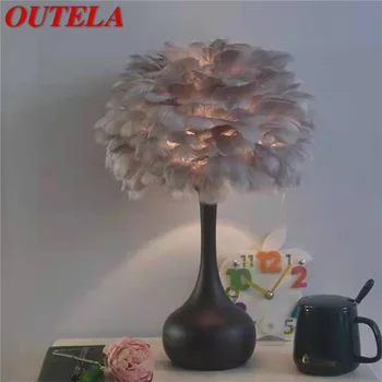 Творчески настолни лампи OUTELA, съвременни настолни лампи от пера за украса на дома, хол, спалня