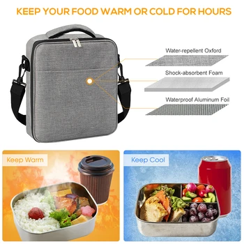 Туризъм преносима чанта за обяд, водоустойчива кутия за обяд, термоизолированная плат Оксфорд, лесен контейнер за хранене, съхранение на продукти за пикник