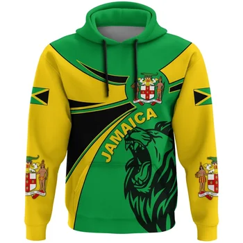 Флаг окръг Африка, Емблемата на Крал Ямайка, Лъв, ултрамодерен спортен костюм с 3D принтом, мъжки/дамски градинска дрехи, Забавни Качулки в стил харадзюку