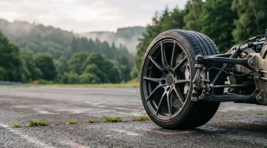 Réglage de géométrie sur une voiture de sport avant une session sur circuit de type Spa-Francorchamps